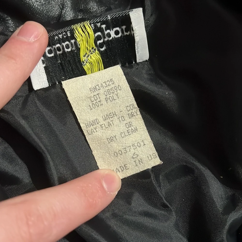 Vintage Robbie Sport Black Shimmery Trench Coat Shoulder Pads Epaulets women’s 6 - Picture 5 of 8